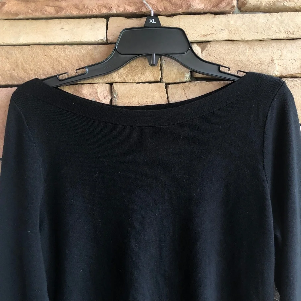 INC International Concepts Black Knit Sweater Top Lace Cuffs Women’s Large EUC - Picture 5 of 12